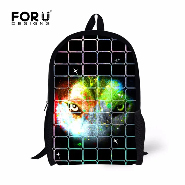 Forudesigns Cool Customized Kids School Bag Animal Wolf Print Book Forudesigns Cool Customized Kids School Bag Animal Wolf Print Book For Boys