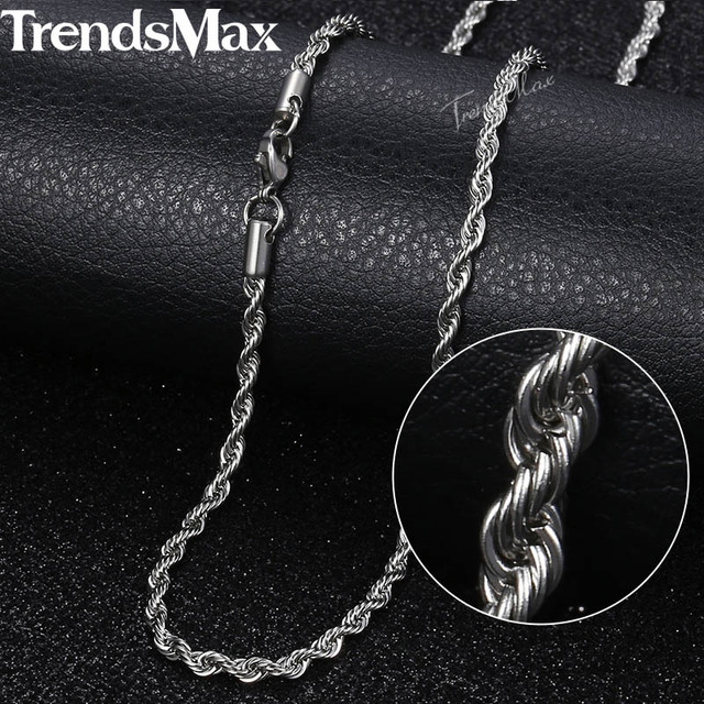 Necklace Stainless Steel Cuban Rope Box Snake Link Chains Necklace Silver Color Male Jewelry Wholesale 24" 60cm 3mm KNN1