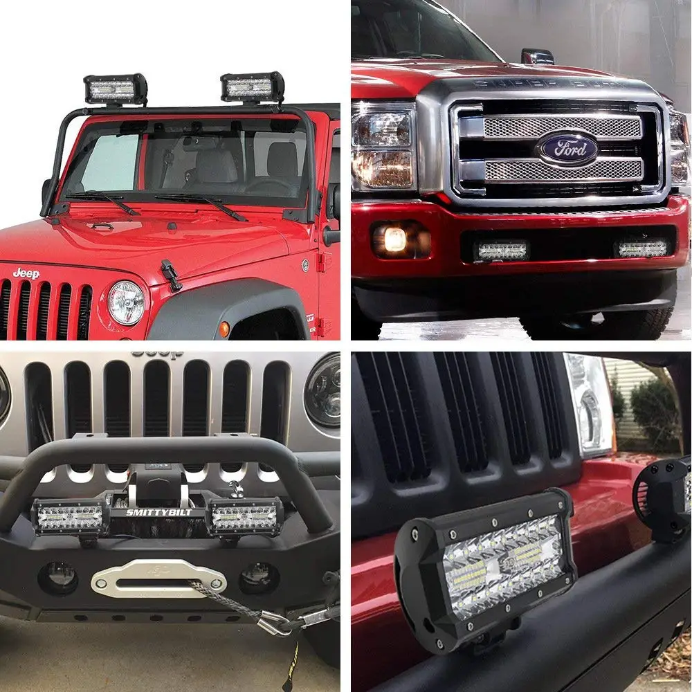 

7'' Inch 120W Led Work Light Bar for Tractor Boat Off-Road Truck Suv Atv Spot Flood Combo For Jeep Ford Car 12V 24V 4WD Barra