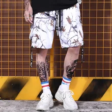 Хип-хоп, high street прилив, мужские фитнес Шорты, свободные мужские и женские всплеск чернил пять