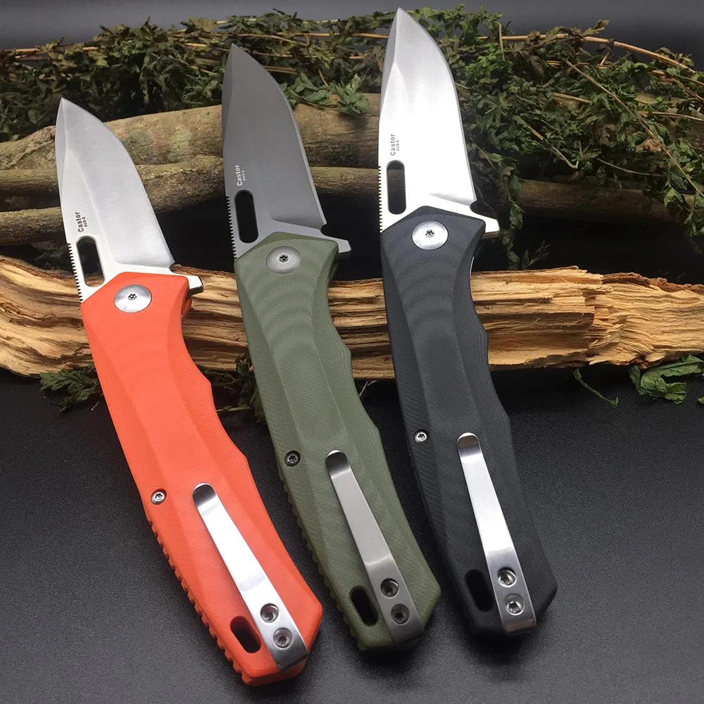 Harnds CK6118 Castor AUS-8 Blade G10 Handle Folding Knife HRC58-59 Outdoor Camping Survival Military EDC Tool bushcraft Knives