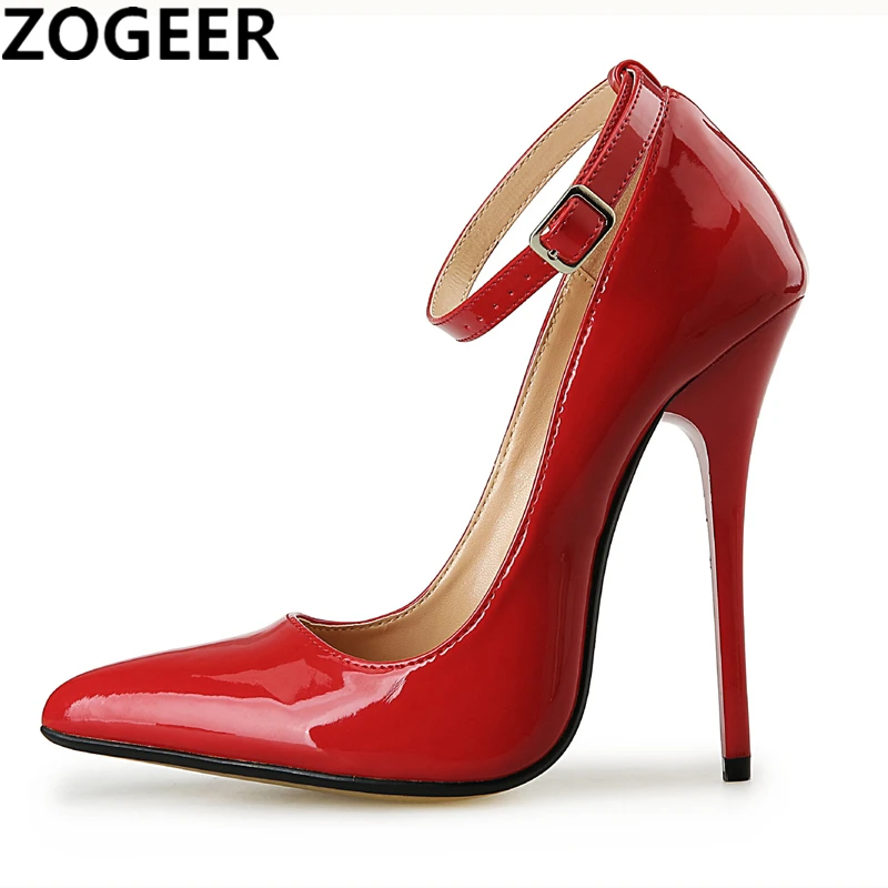 

Plus Size 48 Fashion Women Pumps Extreme High Heels 13cm Ankle Straps Nightclub Evening Party Wedding Shoes Woman