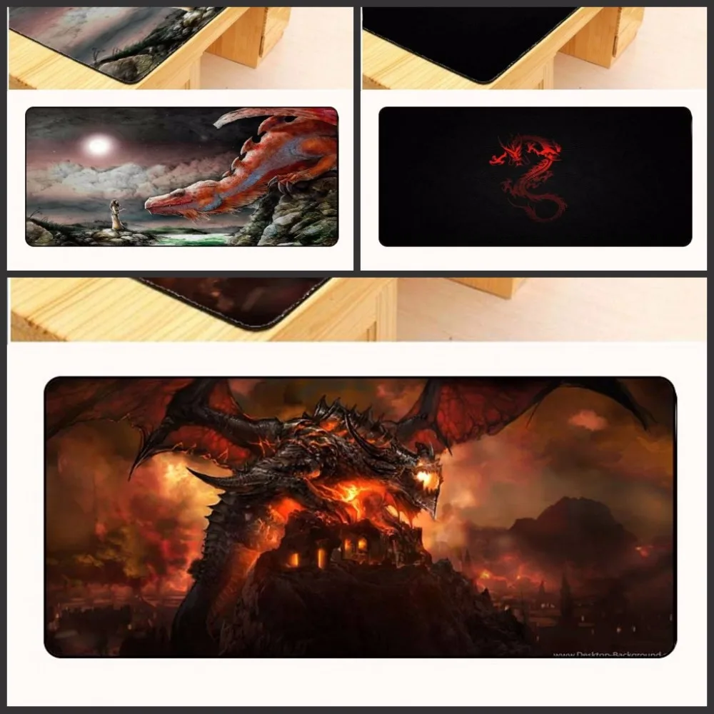  Yuzuoa Red Dragon Speed Locking Edge Natural Rubber Mouse Pad Large Waterproof Desk Gaming Mousepad