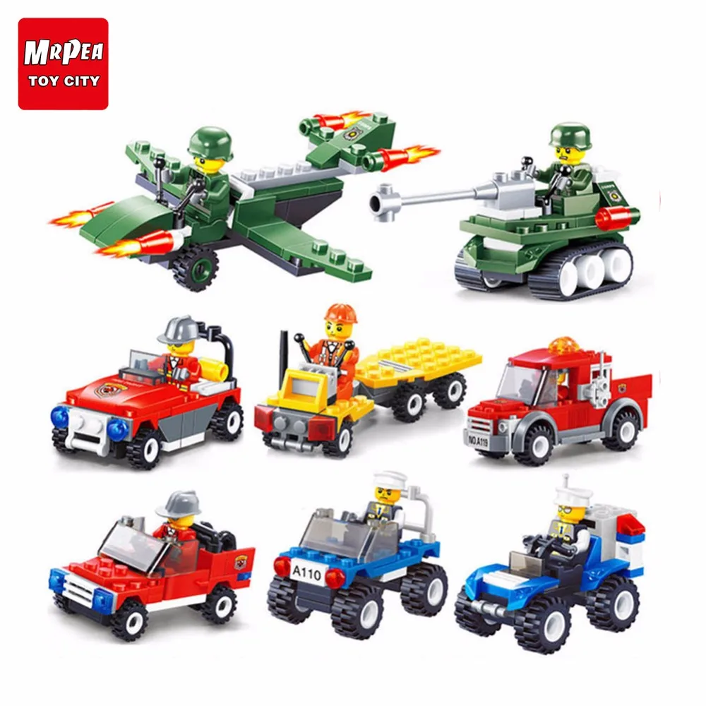 

10 Kinds Original Transportation Block Car Building Blocks Compatible legoeINGlys Duplo Soliders Police Bricks gift