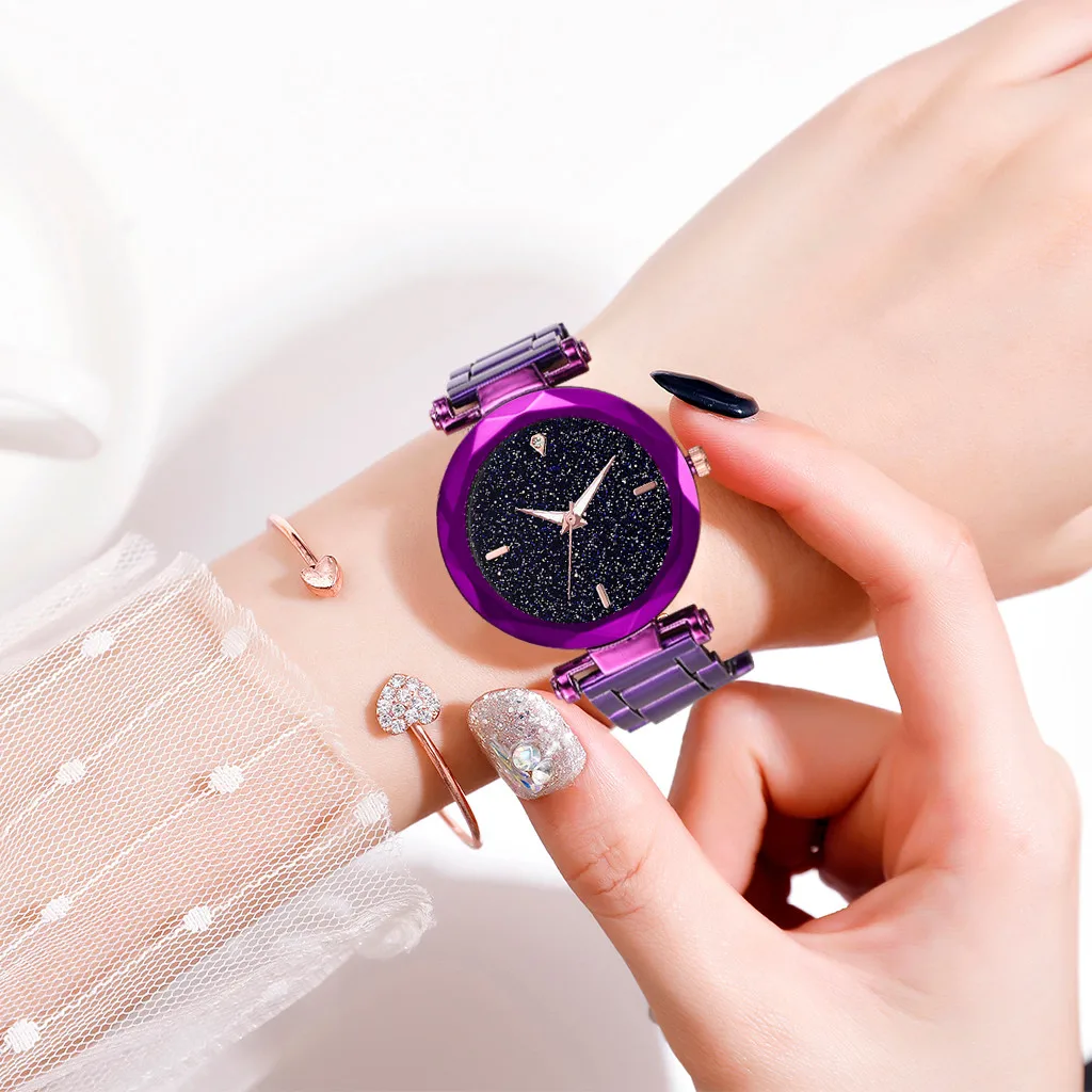 

Women Watch Top Luxury Brand Dress Watch For Magnet Starry Sky Blue Mesh Steel Lady Wrist Watch Waterproof Relogio Feminino#P30