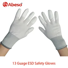 ABESO 2Pair 13G ESD Safety Gloves electronic Anti-static Glove Nylon Glove With PU Polyurethane Palm AntiStatic Work Glove A3001