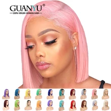 Pink Bob Lace Front Wigs Human Hair 13X4 Pre Plucked 613 Blonde Blue Red Grey Green Ombre Short Bob Wigs For Black Women Remy