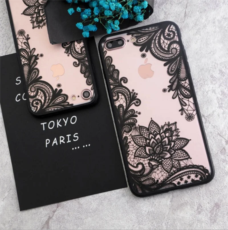 

Sexy Retro Floral Phone Case For Apple iPhone 7 6 6s 5 5s SE Plus Lace Flower Hard PC+TPU Cases Back Cover Capa / by dhl 100pcs