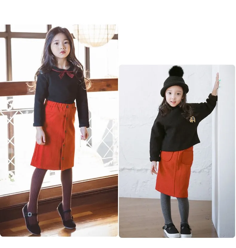 casual solid button kids skirts for girls cotton skirt clothes little big girls long skirts children clothing 2017 spring summer kids skirts clothes (11)