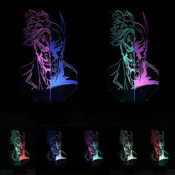 

Creative Unique Superhero Two-Faced Clown Batman 7 Color Changing 3D Night Light Colorful LED Touch Table Desk Lamp Child Gifts