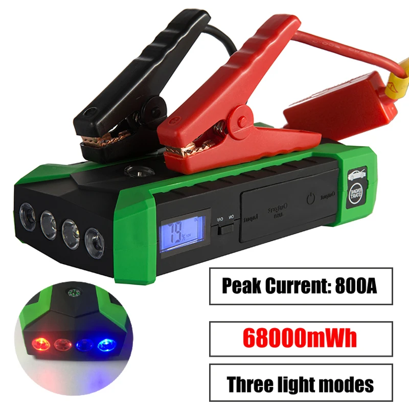 

Car Battery Jump Starter 800A Peak Current for Petrol 7.0L Diesel 4.0L High Power Car Booster Charger Emergency Auto Power Bank