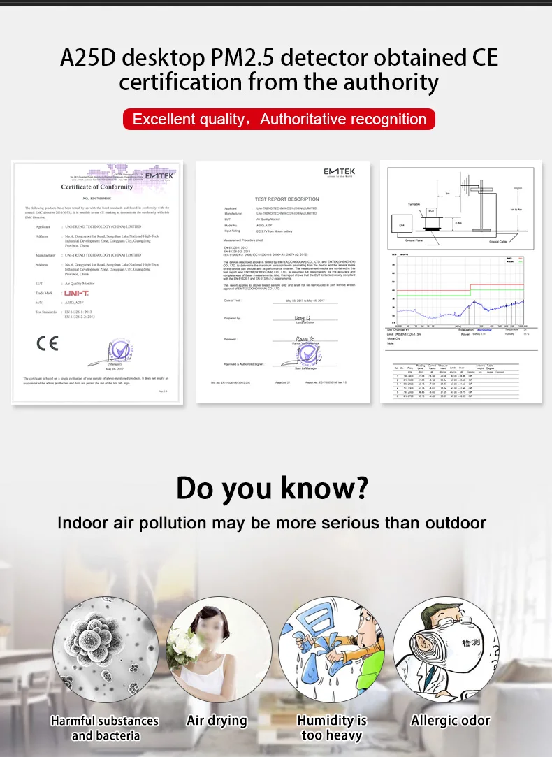 UNI-T A25D PM2.5 тестеры Настольный детектор измерения качества воздуха Температура Влажность монитор Автоматический диапазон индикация перегрузки