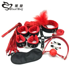 10PCS/LOT New Leather bdsm bondage Set Restraints Adult Games Sex Toys for Couples Woman Slave Game SM Sexy Erotic Toys Handcuff