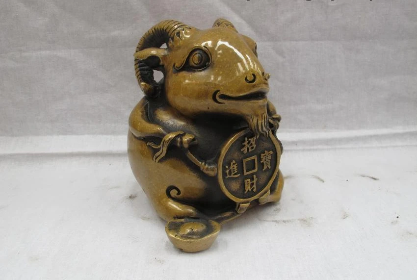 

Chinese Feng Shui Pure Bronze Copper Lucky Money sheep Lucky Statue