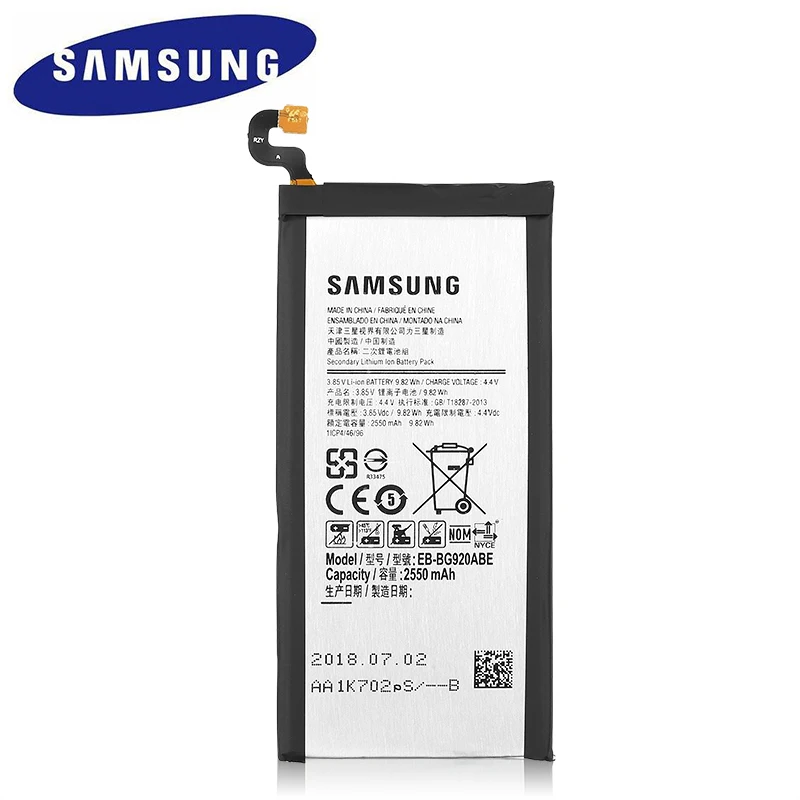 Оригинальный аккумулятор телефона EB BG920ABE для Samsung GALAXY S6 G9200 G9208 G9209 G920F G920I G920 G920A G920V