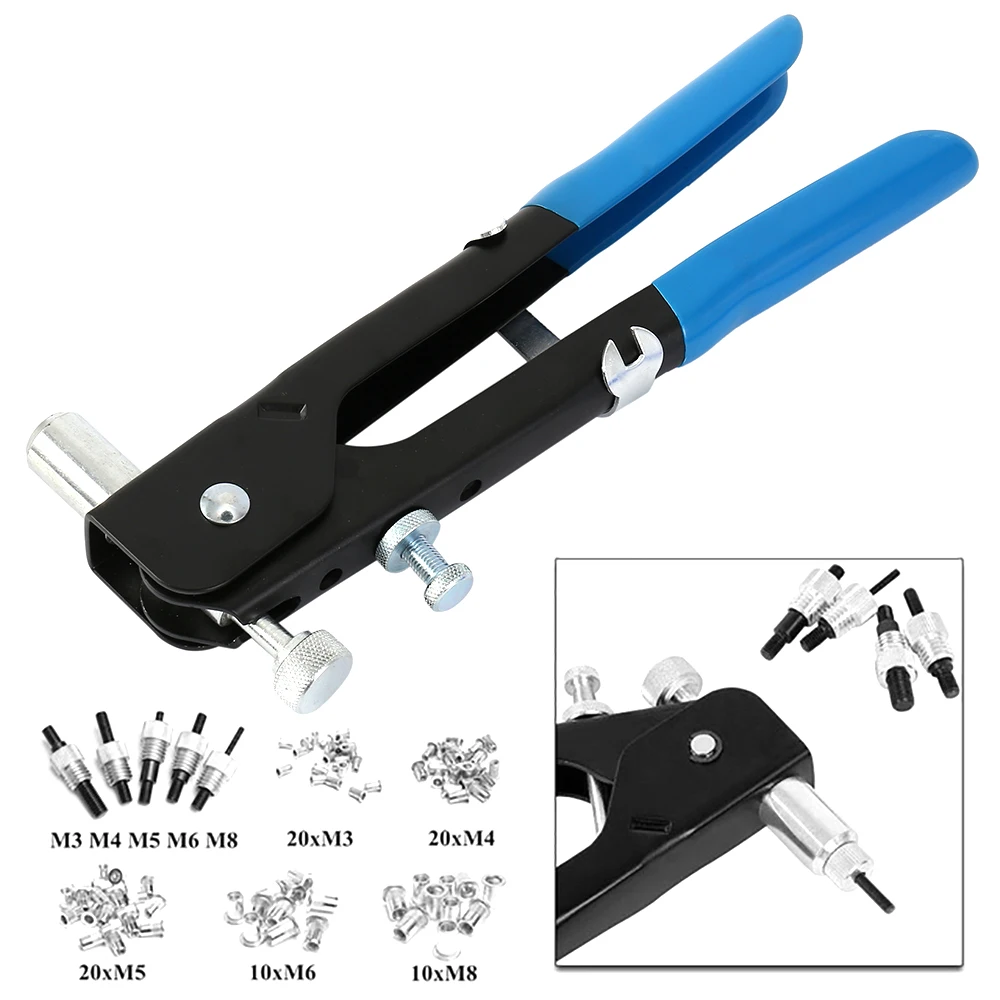 

86pcs/set Blind Rivet Nut Gun Threaded Aluminum Alloy M3-M8 Rivet Nuts Nail Gun Repair Tools Insert Rivet Nutsert Riveting