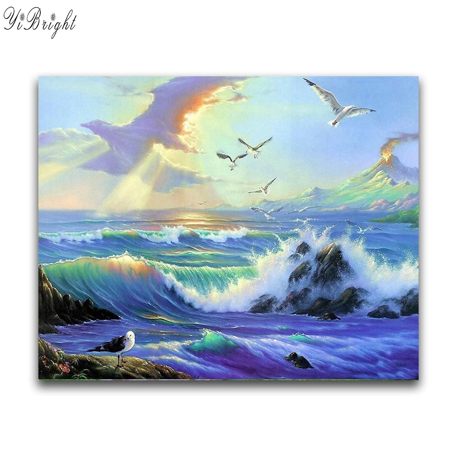 

5D Diy Diamond Painting Crystal Sea Seagulls Cross Stitch Decorative Diamond Embroidery Full Square Drill Diamond Mosaic