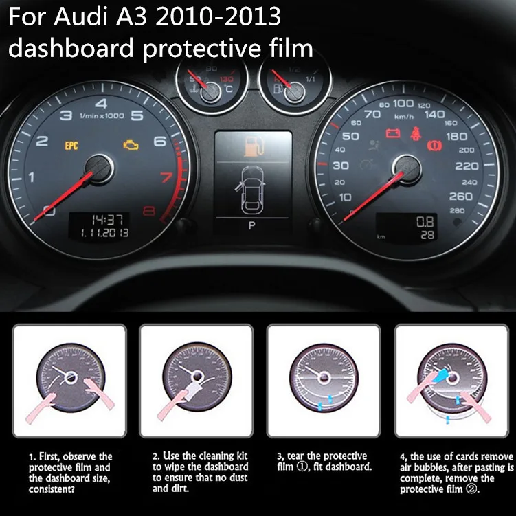 

High Quality Dedicated Car Automobile Instrument Screen Protector HD 4H Dashboard Protection Film For Audi A3 2010-2013