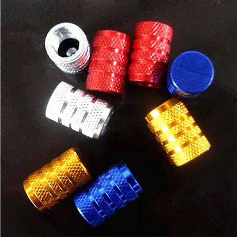 New 4Pcs Round Knurled Bicycle Gas Nozzle Cap/Mountain Bike Aluminum