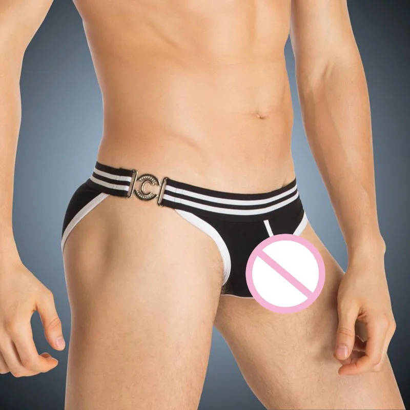 

Sexy Underwear For Men Cotton Briefs Jockstrap Cueca Gay Low Rise Shock Side Ring Calzoncillos Hombre Slips