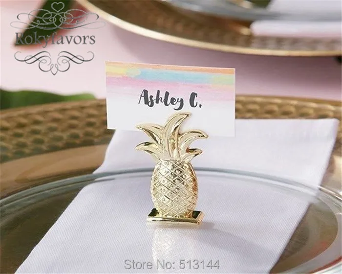 

Free Shipping 12PCS Gold Pineapple Place Card Holder Wedding Favors Place Card Clip Favors Party Table Decoration Supplies