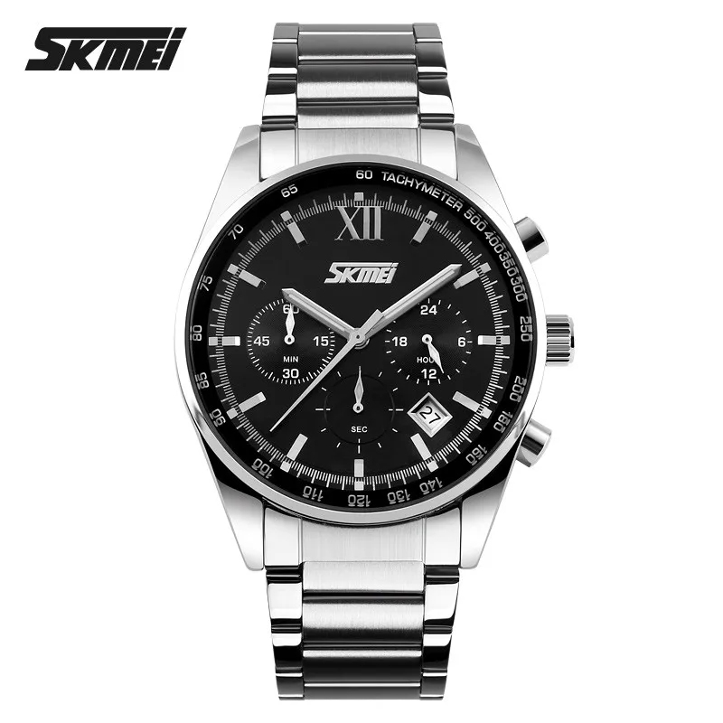 

2016 Top Luxury Brand Chronograph 6 Function Hand Military Men Watch Full Steel Quartz Watch Brand Reloj Deportivo Hombre SKMEI