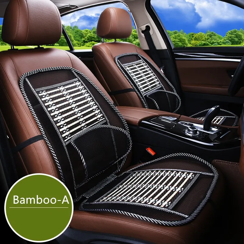 

Black Ice Silk Car Seat Lumbar Support Summer Breathable Seat Covers With Waist Cushion bamboo