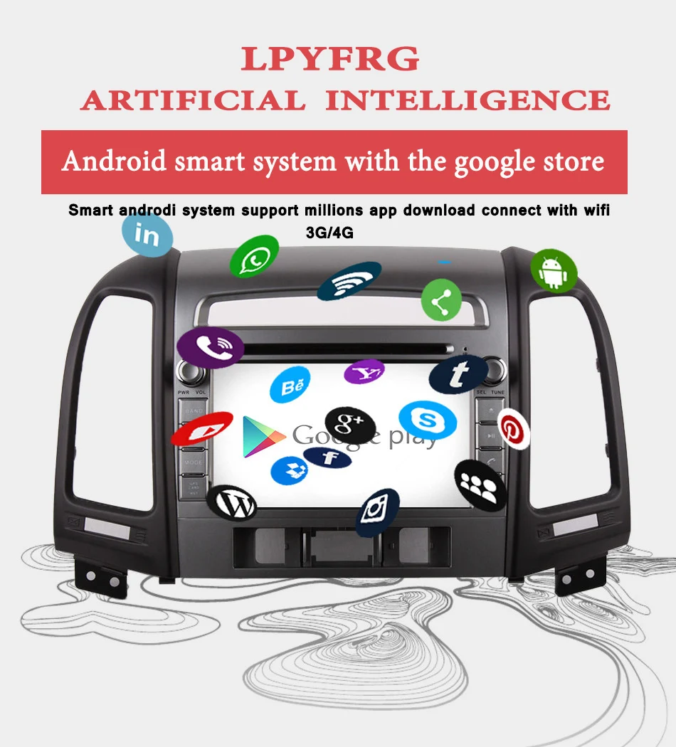 Best 1024*600 HD 4G RAM Android 9.0 Car DVD Multimedia Player for HYUNDAI SANTA FE 2006-2012 GPS+Radio Stereo Head unit tape recorder 4