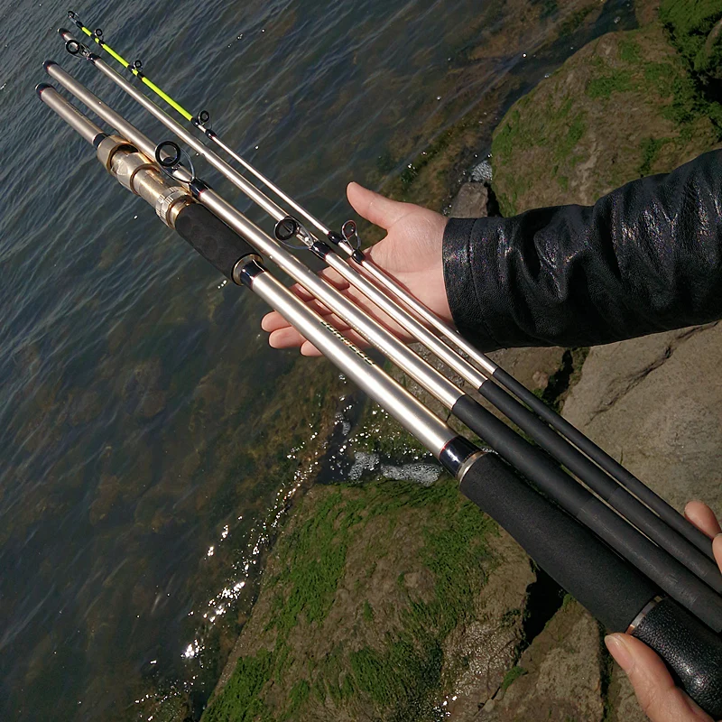 Seções de Carbono Pontas Duplas 4 Jigging Haste Fiação Carretel Metal Assento Pesca Duro Oceano Barco Jogando 2.1 – 2.4 2.7 3m