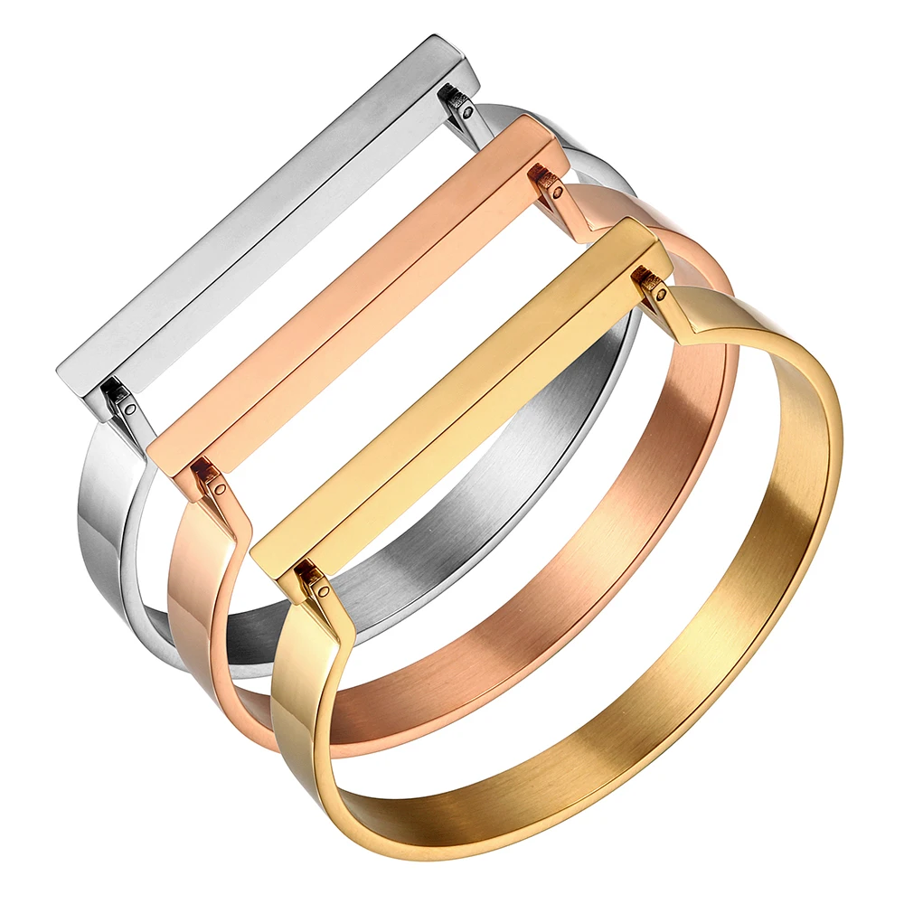 316L Stainless Steel Bracelet Bangle Rose Gold Plating Cuff Bangles For