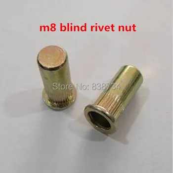 

50pcs m8 steel with yellow zinc flat head blind rivet nut
