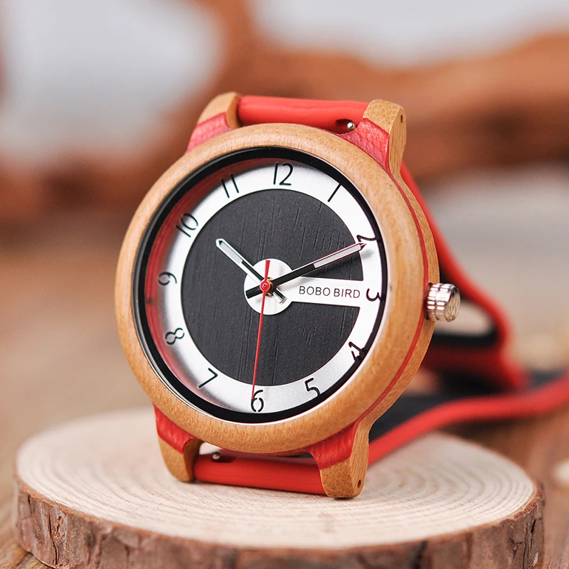 BOBO BIRD Luxury Bamboo Watch Men and Women Silicone Color Strap Writwatches Ideal Gifts Items Relogio Masculino C-R11