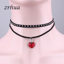 ZRHUA Mode Charme Halskette Anhänger Regenbogen Herz Halsband Für Frauen Schmuck Stilvolle Multi-Schicht Einzigen Halsketten Großhandel