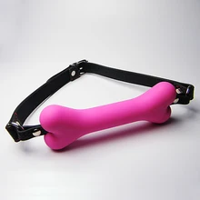 2018 Latest Open Mouth Bondage Silicone Bone Ball Gag Passion Flirting BDSM Mouth Gags Sex Toy Product Color Black Pink