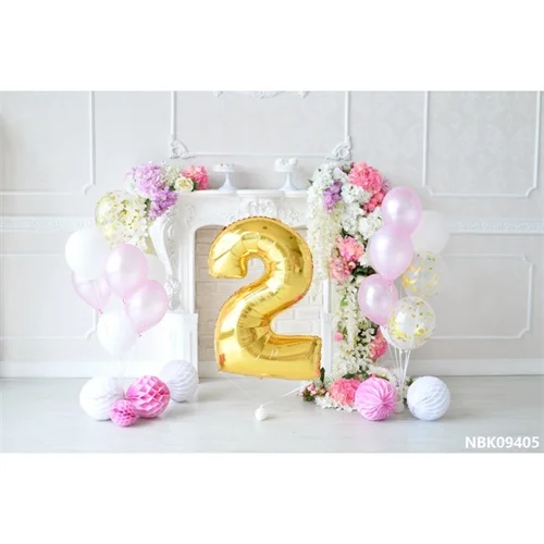 Laeacco Baby 1st шарики ко дню рождения цветок камин интерьер фото фоны индивидуальные фотографические фоны для фотостудии - Цвет: Пурпурный