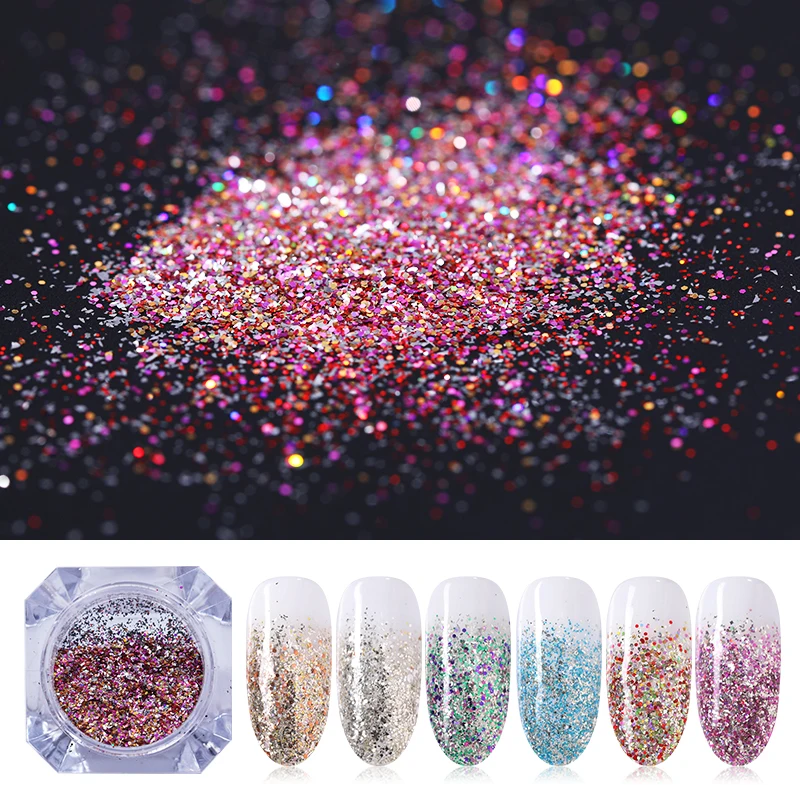 

Gradient Mini Hexagon Shape Laser Shining Nail Art Glitter DIY Sparkly Paillette Tips Nail Manicure Sequins Dust For Nail