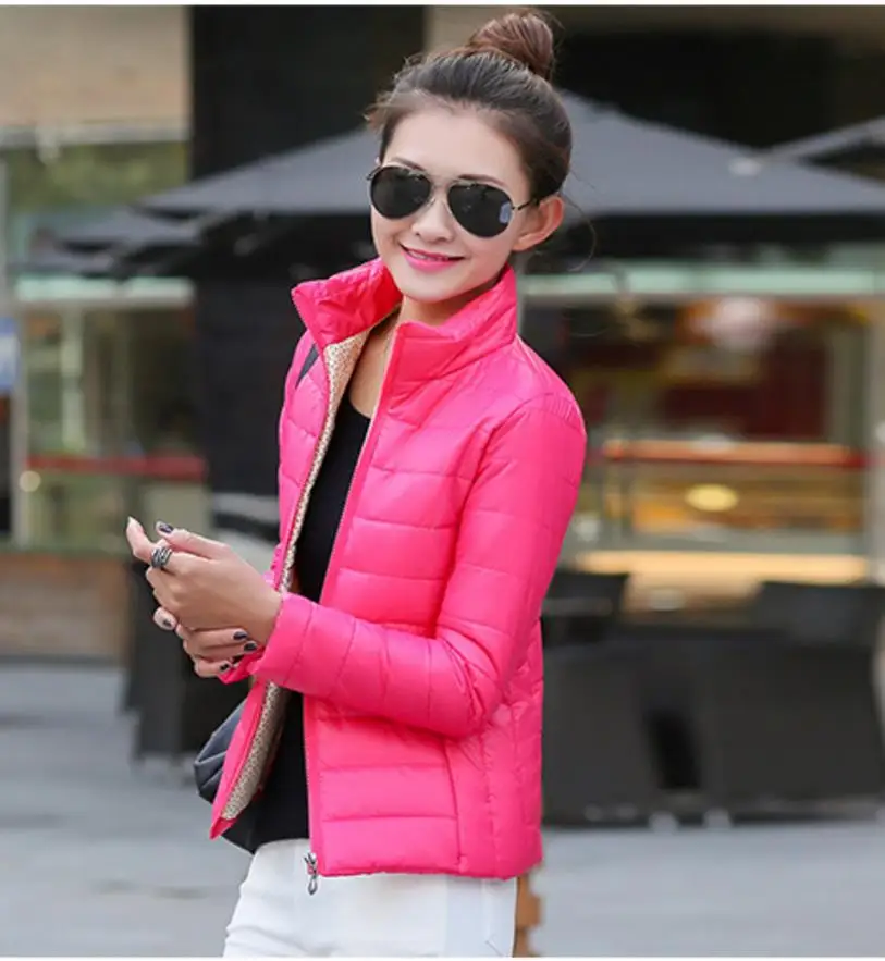 

2018 winter coat new Slim jacket pure color stand collar cotton clothing female short paragraph wear women's basic jacket tops