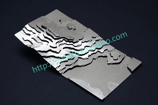 

Personalized quality stainless steel decoration gift geologic map 3D metal card