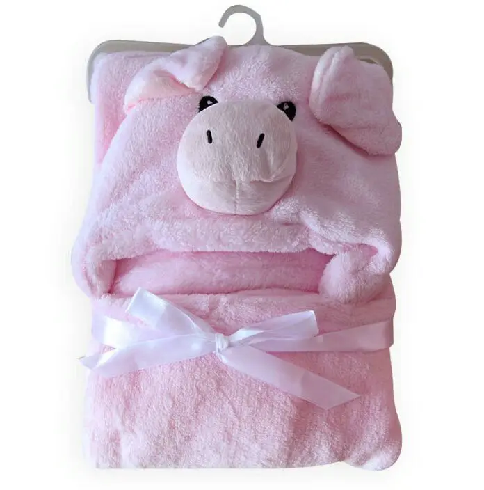 Пеленать новорожденного супер мягкая удобная малыша с капюшоном детское одеяло плащ Стёганое Одеяло Руно Обёрточная бумага TRQ0005 - Цвет: pinkcow