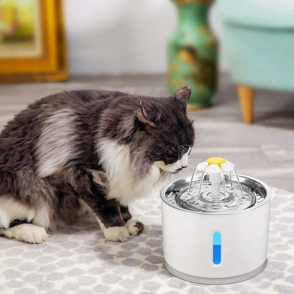 2.4L автоматический светодиодный фонтан для кошек, Электрический бесшумный usb-питатель для собак, поилка для домашних животных, диспенсер для питья домашних животных для кошек и собак