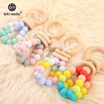 

Let's make Baby Toys 4PCS Food Grade Silicone Teether Nursing Rattle Teething Play Gym Car Seat Baby Montessori Toy For Children