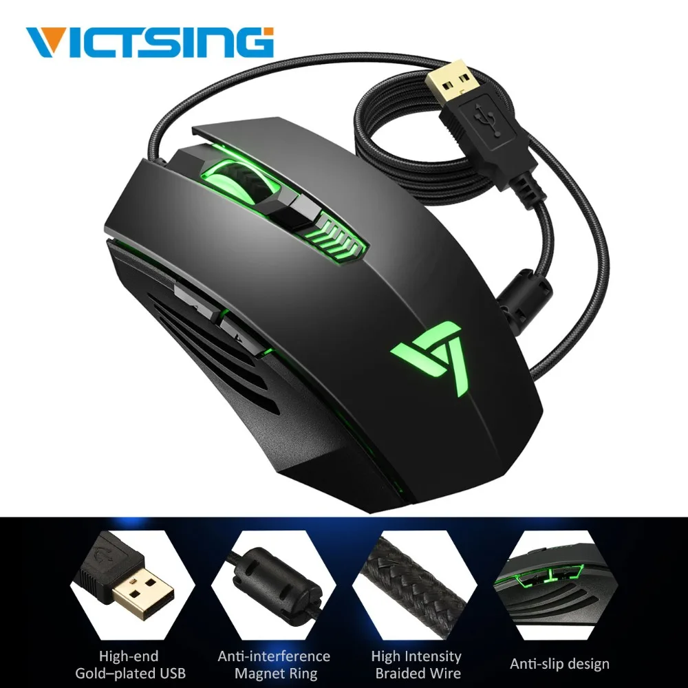 

VicTsing Wired Gaming Mouse 4 Adjustable DPI & Breathing Light PC Gaming Mouse Skin Friendly Ergonomic Mouse Computer Mouse