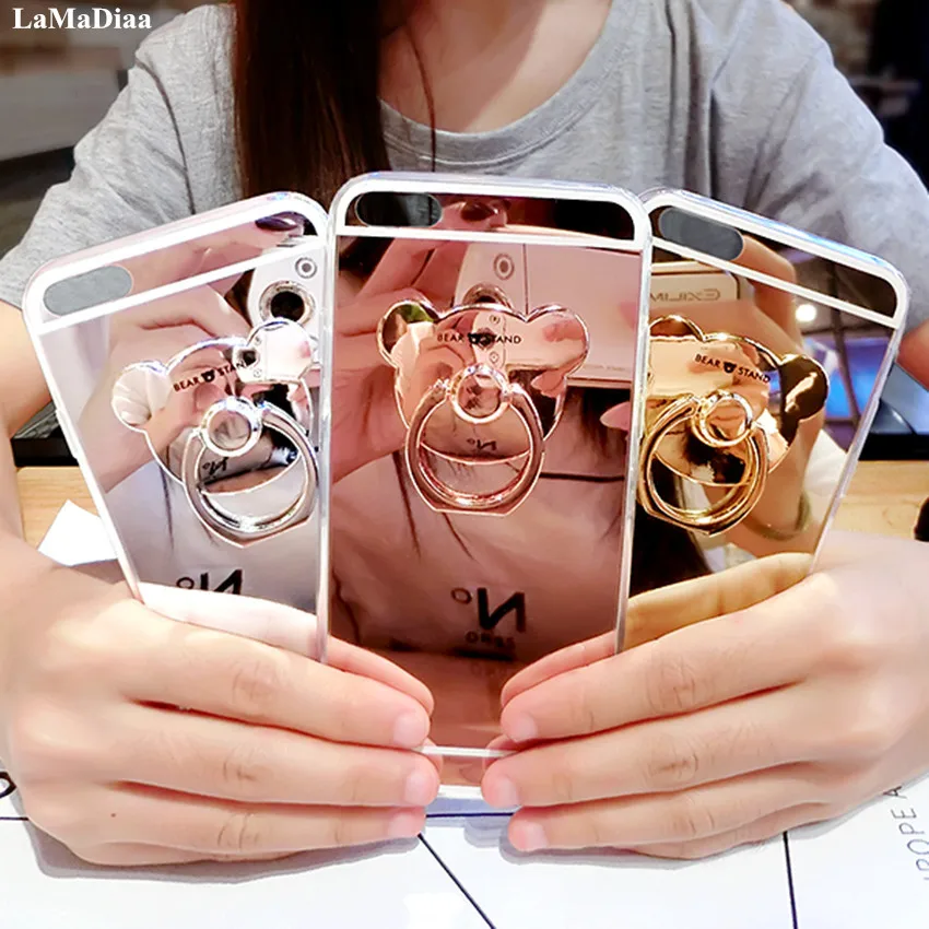 Luxury-Cartoon-Bear-Mirror-Case-Soft-TPU-Ring-Holder-Stand-Phone-Case-Cover-For-Samsung-S4