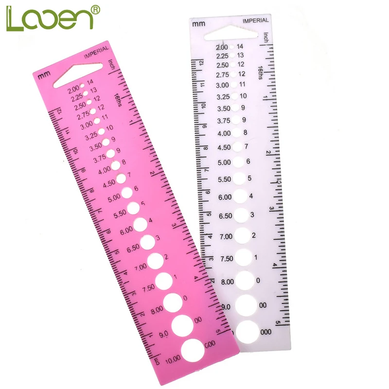 Looen Plastic UK US Canada Knitting Needle Gauge Inch Cm Measure Ruler