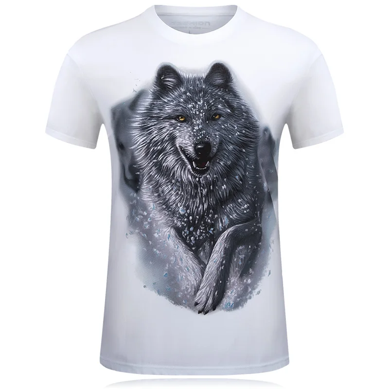 Цельная Мужская футболка с 3D принтом волка, хлопковые Забавные футболки унисекс, футболка homme, брендовая одежда, летний топ, camisetas hombre