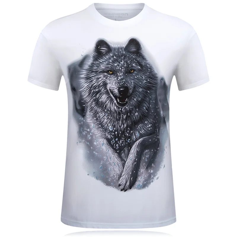 Nueva camiseta hombres Snow Wolf 3D impreso algodón Swag camisetas Palacio Unisex Camiseta Hombre blanco marca ropa hombre