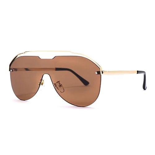 Для женщин Одна деталь солнцезащитные очки с квадратными линзами с дамы модные очки-половинки пикантные роскошные солнцезащитные очки шикарный металлический очки Для мужчин UV400 - Цвет линз: C7 Gold.Tea