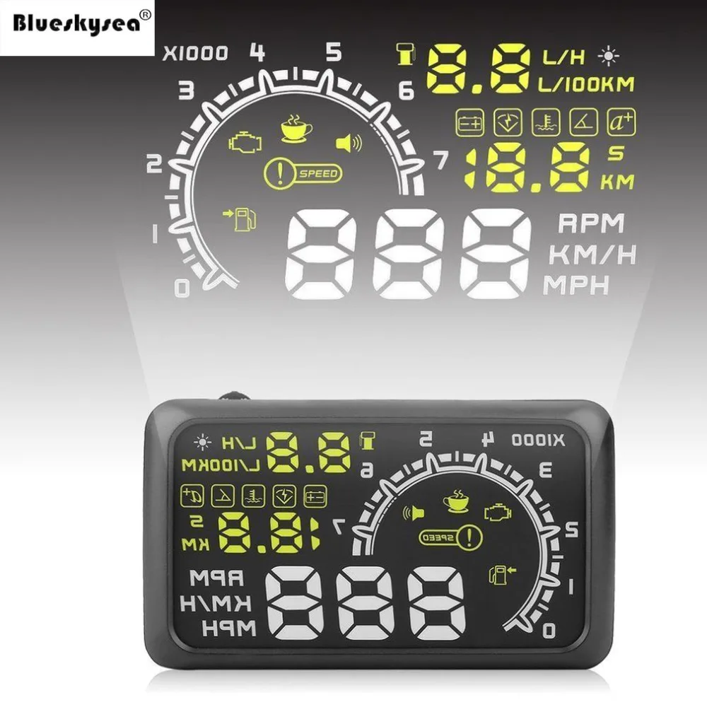 

OBD HUD Head Up Display Speed Alarm Hud Coche Digital Speedometer for car projector OBD temperature computador de bordo
