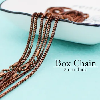 

50 pcs - 18'' and 24'' Antique Copper Chain, Antique Copper Box Chain Necklace, 2mm Snake Chain Necklace, Cube Chain