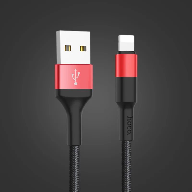 HOCO USB кабель для iPhone 11X8 7 6 5 6s plus, кабель для быстрой зарядки телефона, USB кабель для передачи данных для Apple IOS 11 iPad, USB кабель для зарядки - Цвет: Черный